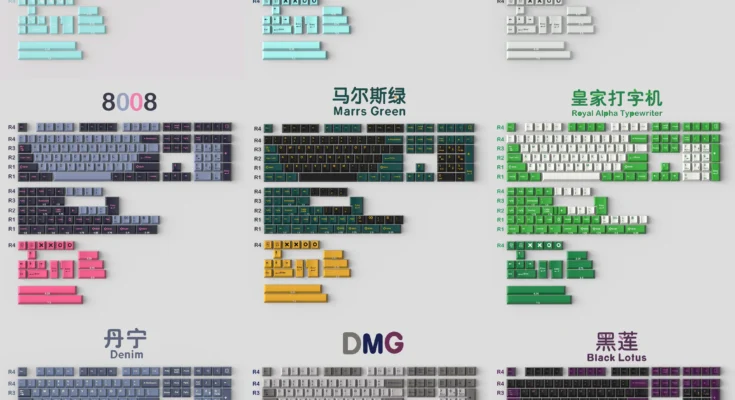 GMK 8008 올리비아 아크틱 멀린 자몬 에어로 마스 그린 중공업 쇼코 키캡