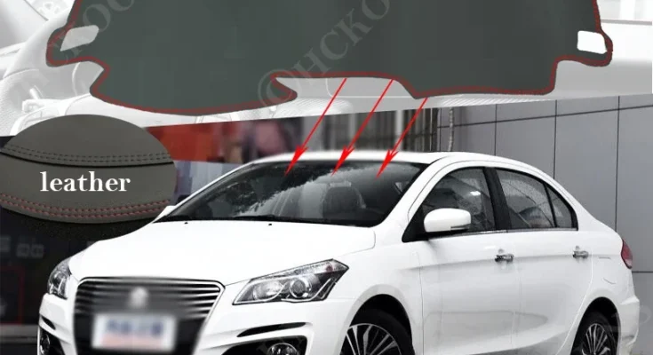 Suzuki Ciaz 용 PU 가죽 2014 2015 2016 2017 2018 Maruti 스포츠 미끄럼 방지 매트 대시 보드 커버 패드 Sunshade Dashmat Protect Car